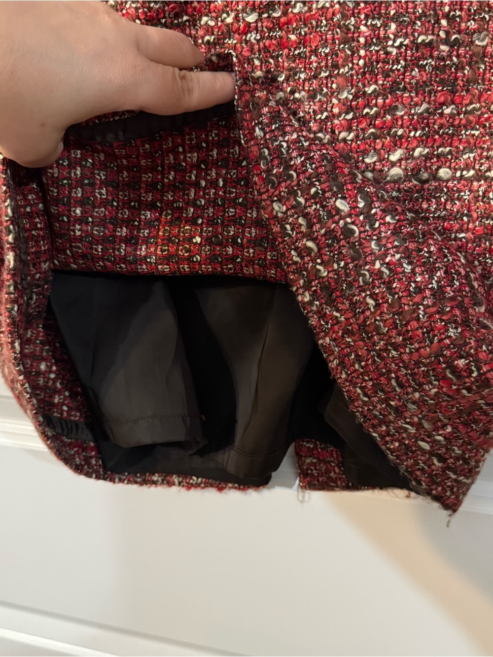 Talbots Petites Bouclé Tweed Pencil Skirt Red Multicolor Lined Career Classic - Picture 4 of 5